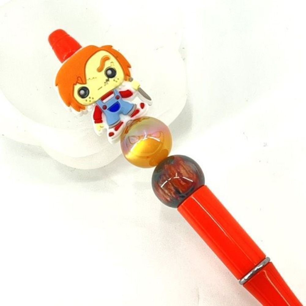 Murder doll Chuckie Chucky Halloween handmade pen NEW beads orange blue black sc